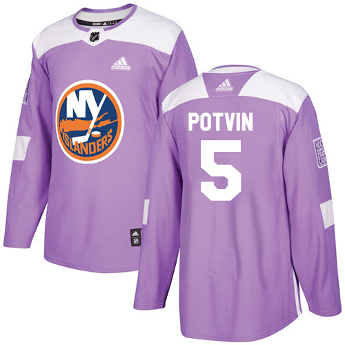 Adidas Islanders #5 Denis Potvin Purple Authentic Fights Cancer Stitched NHL Jersey